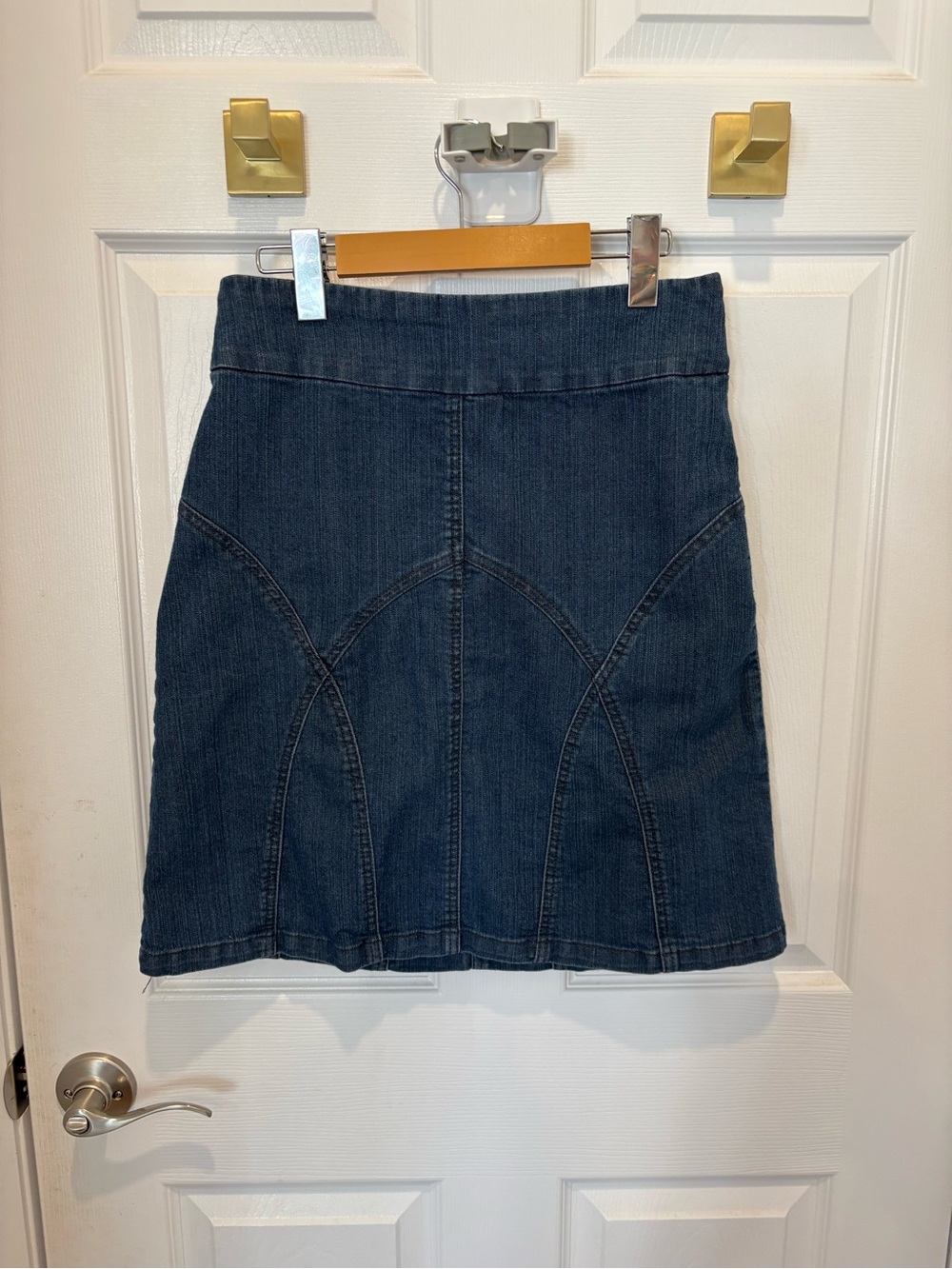 Contrast Women’s Dark Blue Denim A-Line Skirt #1367